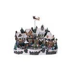 Karinabest Polyresin Işıklı Christmas Village Figurines, 30x20x40cm, 8 Melodili, USB, Beyaz