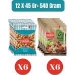 Karışık KURUYEMIŞ45G (12’li Paket) – Aç, Bitir, Enerjini Tazele! (Toplam 540 Gram)
