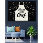 Karizmart Aşçı Önlüğü "Master Class Chef" Siyah Beyaz Çizim Dekoratif Kanvas - Mdf Ahşap Tablo