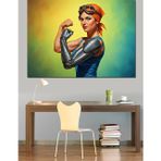 Karizmart Robotik Kollu Pin-Up Kadı Dekoratif Kanvas - Mdf Ahşap Tablo