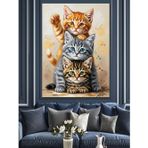 Karizmart Şaşkın Kedi Portresi Boya Dekoratif Kanvas - Mdf Ahşap Tablo