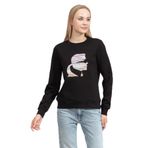 Karl Lagerfeld Bisiklet Yaka Baskılı Siyah Kadın Sweatshırt 235W1806,Siyah Xs