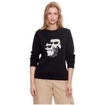 Karl Lagerfeld Bisiklet Yaka Baskılı Sweatshirt, L, 5003109358, Siyah, Kadın