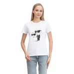 KARL LAGERFELD Bisiklet Yaka T-Shirt , XL, 5003035637, Beyaz, Kadın