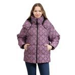 Karl Lagerfeld Diamond Jacquard Down Kadın Mont, Mor, M Beden