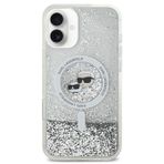 Karl Lagerfeld Heads Sıvı Simli iPhone 16 Plus Magsafe Uyumlu Kılıf