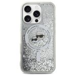 Karl Lagerfeld Heads Sıvı Simli iPhone 16 Pro Magsafe Uyumlu Kılıf