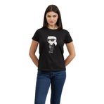 Karl Lagerfeld Ikonik Kadın Bisiklet Yaka T-Shirt,Siyah M