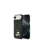 Karl Lagerfeld iPhone 17 Air Magsafe Uyumlu KC PU Metal Detaylı Deri Siyah Telefon Kılıfı
