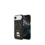 Karl Lagerfeld iPhone 17 Air Magsafe Uyumlu Metal Detaylı Deri Siyah Telefon Kılıfı