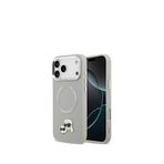Karl Lagerfeld iPhone 17 Pro Max Metal Detaylı Magsafe Uyumlu KC PU Deri Gri Telefon Kılıfı