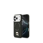 Karl Lagerfeld iPhone 17 Pro Max Siyah Magsafe Uyumlu Metal Detaylı Deri Telefon Kılıfı