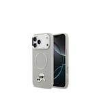 Karl Lagerfeld iPhone 17 Pro Metal Detaylı Magsafe Uyumlu KC PU Deri Gri Telefon Kılıfı