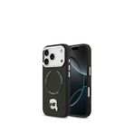 Karl Lagerfeld iPhone 17 Pro Siyah Magsafe Uyumlu Metal Detaylı Deri Telefon Kılıfı