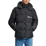 Karl Lagerfeld Jeans Erkek Regular Puffer Mont, Kapüşonlu, Siyah, L Beden