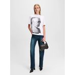 Karl Lagerfeld Jeans Yuvarlak Yaka Baskılı Beyaz Kadın T-Shirt 246J1707