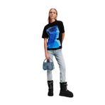 Karl Lagerfeld Jeans Yuvarlak Yaka Baskılı T-Shirt, M, 5003185468, Siyah, Kadın