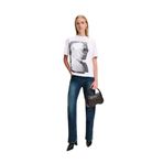 Karl Lagerfeld Jeans Yuvarlak Yaka Baskılı T-Shirt, M, 5003185510, Beyaz, Kadın