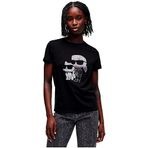 Karl Lagerfeld Kadın Bisiklet Yaka T-Shirt, Black, XS