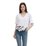 Karl Lagerfeld Kadın T-Shirt, Bisiklet Yaka, Kısa Kollu, Beyaz, M Beden