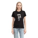 Karl Lagerfeld Kadın T-Shirt, Yuvarlak Yaka, Baskılı, Siyah, L Beden