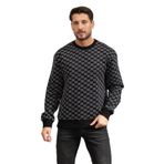 Karl Lagerfeld Monogram Erkek Bisiklet Yaka Sweatshirt, Siyah/Gri, M Beden