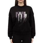 Karl Lagerfeld Rhinestone Kadın Bisiklet Yaka Sweatshirt,Siyah M