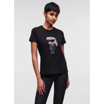 KARL LAGERFELD Yuvarlak Yaka Baskılı Siyah Kadın T-Shirt 230W1770