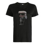 Karl Lagerfeld Yuvarlak Yaka Baskılı Siyah Kadın T-Shirt 230W1770,Siyah S