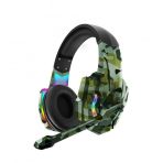 Karler Bass Rgb Isikli Oyuncu Kulakligi Kamuflaj Desenli Tasarim