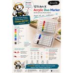 KarmaOfis 12’li Art-X Acrylic Duo Marker Akrilik Çift Uçlu Markör Kalem Seti Taşıma Çantalı