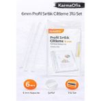 KarmaOfis 6mm Profil Sırtlık Ciltleme 3’lü Set – Şeffaf, 30-40 Sayfa Ciltleme Kapasiteli