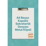 KarmaOfis A4 Beyaz Kapaklı Sekreterlik Dosyası Metal Klipsli