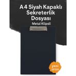 KarmaOfis A4 Siyah Kapaklı Sekreterlik Dosyası Metal Klipsli