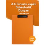 KarmaOfis A4 Turuncu Kapaklı Sekreterlik Dosyası Metal Klipsli Renkli 1 Adet Kullanım İçin Pratik