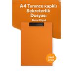 KarmaOfis A4 TuruncuKapaklı Sekreterlik Dosyası Metal Klipsli