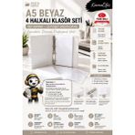 KarmaOfis A5 Beyaz 4 Halkalı Klasör Seti 100 Yaprak 80 gr Kağıt + 25 Poşet Dosya Yerli Üretim