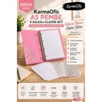 KarmaOfis A5 Pembe 4 Halkalı Klasör Seti 25 Adet 230 gr Karton Kağıt + 25 Poşet Dosya Yerli Üretim