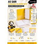 KarmaOfis A5 Sarı 4 Halkalı Klasör Seti 100 Yaprak 80 gr Kağıt + 25 Poşet Dosya Yerli Üretim