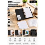 KarmaOfis A5 Siyah 4 Halkalı Klasör Seti | 25 Adet 230 gr Kalın Kağıt + 25 Adet A5 Poşet Dosya + Premium Organizer
