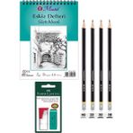 KarmaOfis Eskiz Kalem (HB, 2B, 3B, 5B) ve Defter Seti (A5 90 gr)