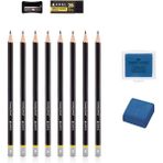 KarmaOfis Eskiz Kalem (Hb, B, 2b, 3b, 4b, 5b, 6b, 8b) ve Lacivert Hamur Silgi