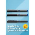 KarmaOfis İğne Uçlu Roller Kalem 0.5 mm Mavi 3'lü Ekonomik Paket