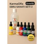 KarmaOfis Kolay Ebru Sanatı Seti-2 – 6 Renk Damlalıklı Ebru Boyası + 500 ml Kitre