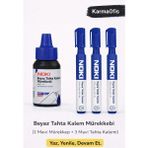 KarmaOfis Mavi Tahta Kalemi + Mürekkep Seti (1 Mürekkep + 3 Kalem)