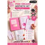 KarmaOfis Pink Dreams Aesthetic Kırtasiye Seti A4 4 Halkalı Klasör + Kapaklı Sekreterlik + 100 Adet Poşet Dosya Pembe Pvc Organizer Set