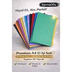 KarmaOfis Premium A4 Eva El Işi Seti – 10 Renk Eva + 10 Renk Simli Eva