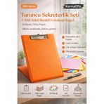 KarmaOfis Turuncu Sekreterlik Seti + 100 Adet Renkli A4 Fotokopi Kağıdı | Dayanıklı Kapak, Çok Amaçlı Kullanım