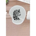 KARMAT Damla, Leopar Desenli, Bilek Destekli siyah beyaz mousepad, bilgisayar fare pedi, ergonomik dizayn Beyaz-