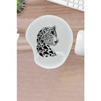 KARMAT Damla, Leopar Desenli, Bilek Destekli siyah beyaz mousepad, bilgisayar fare pedi, ergonomik dizayn